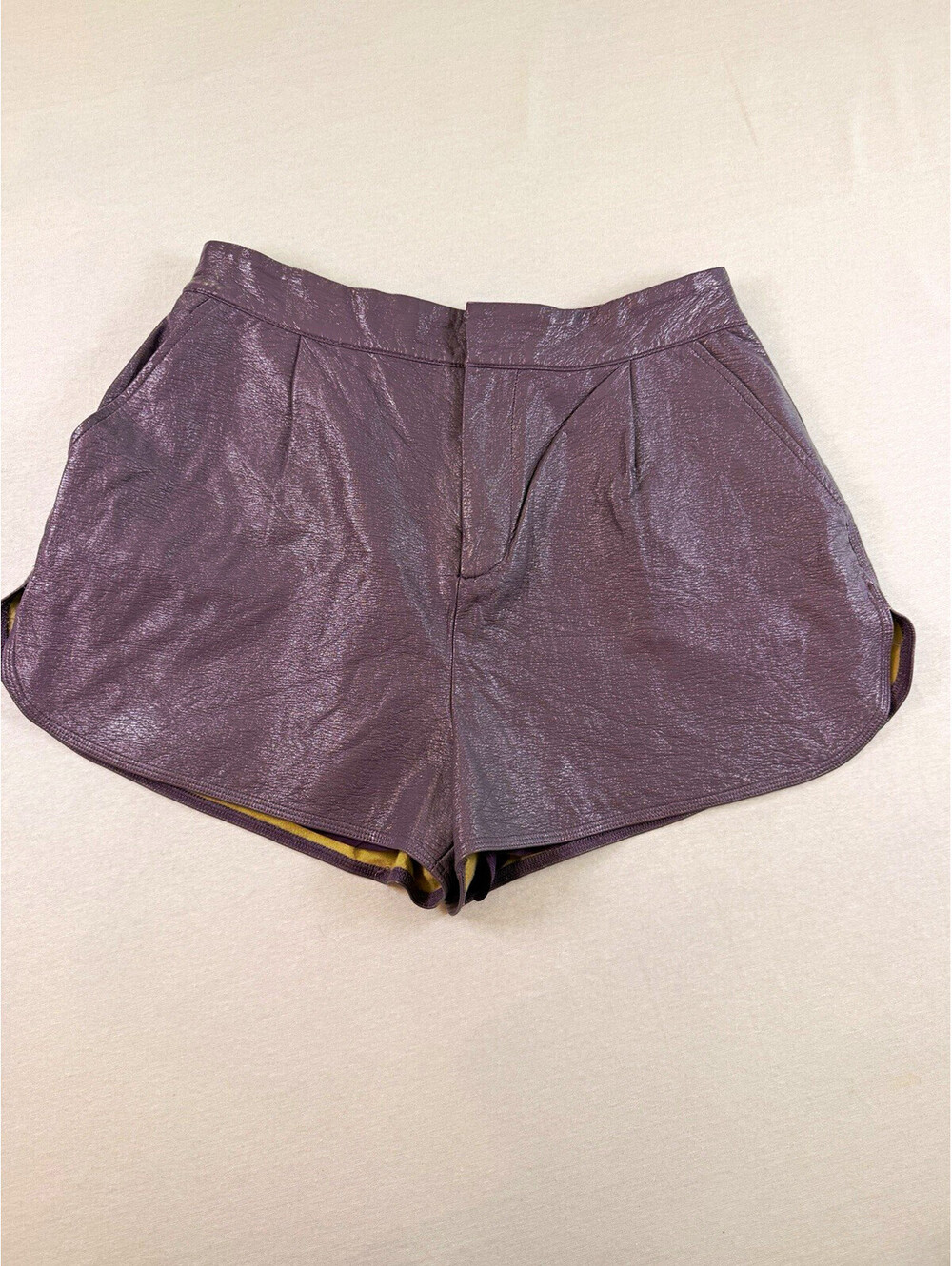 Grey Lab Los Angeles Vegan Leather Shorts Plum Flawed